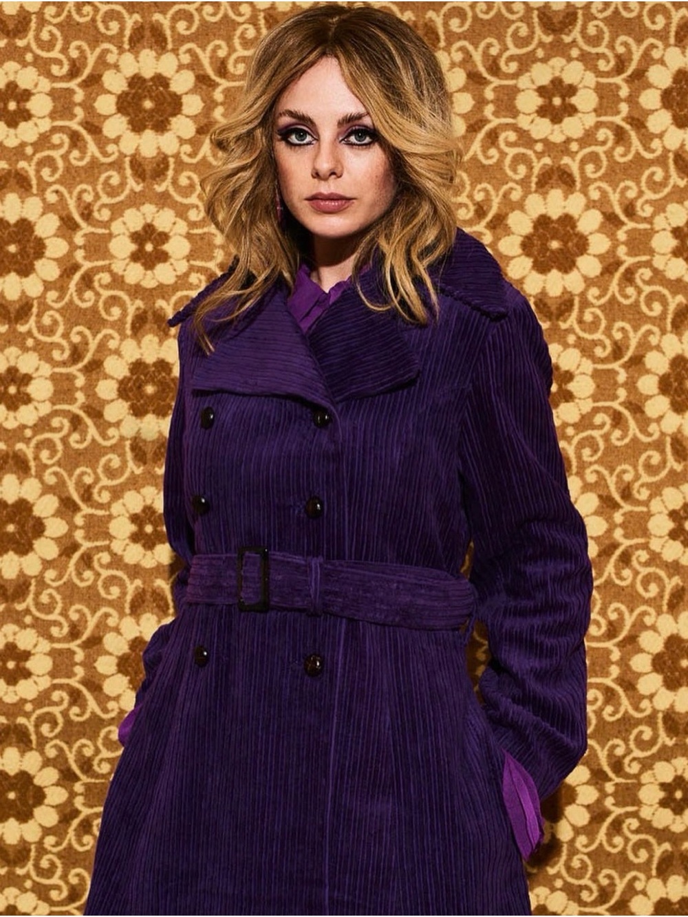 Hippie Shake-Purple Corduroy Double Breasted Coat